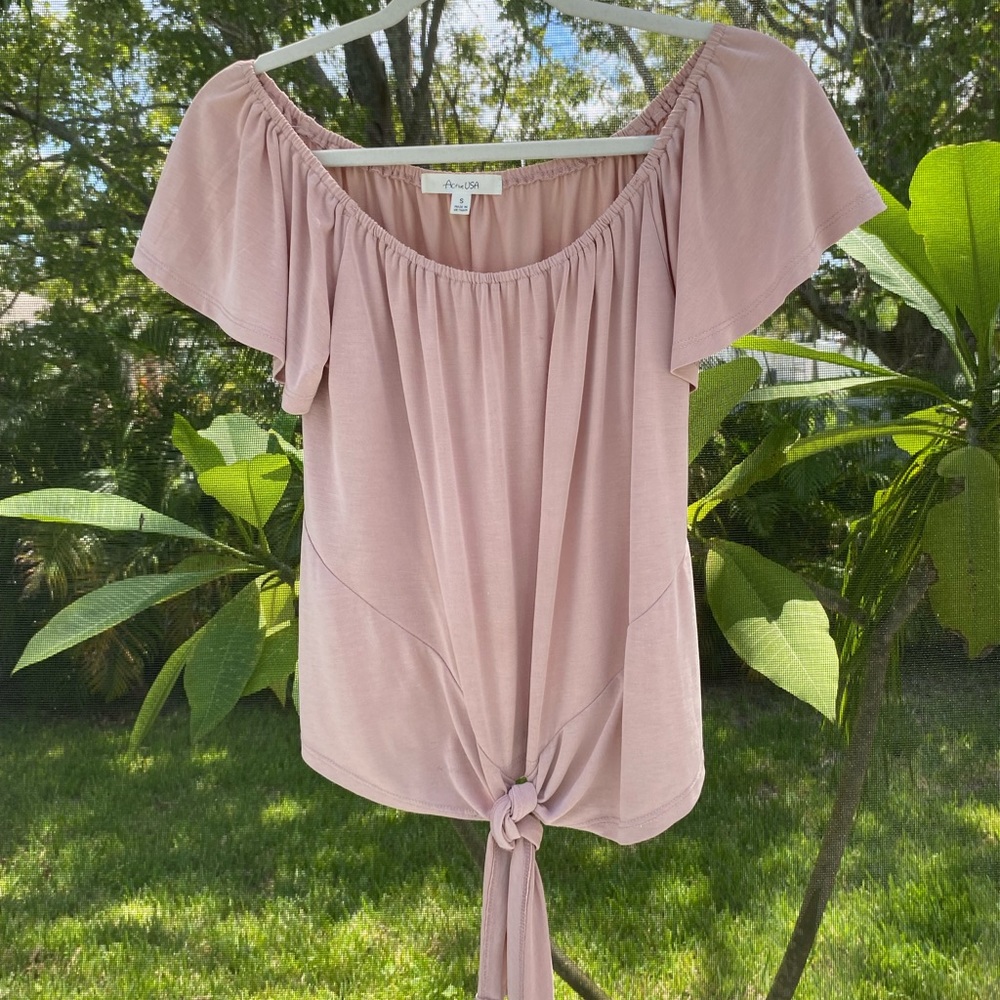 Dusty rose off the shoulder top